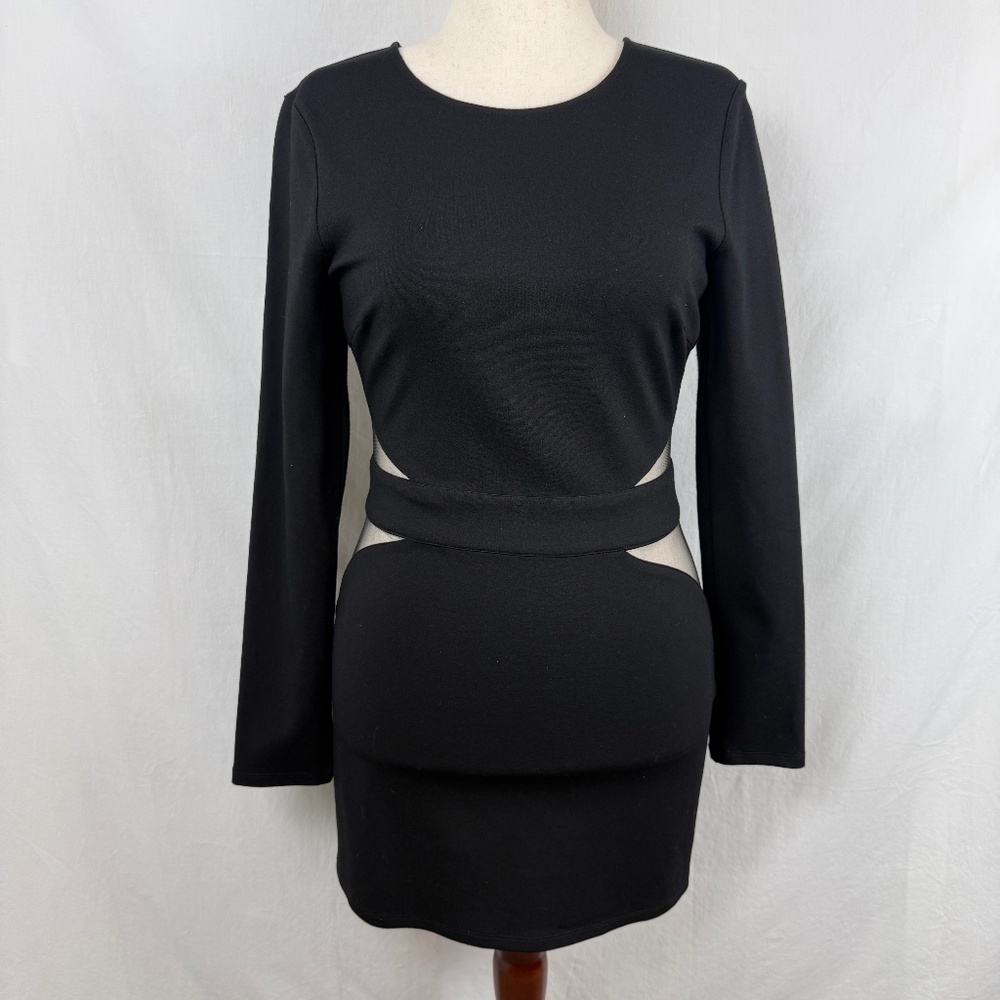 Tobi Cut Out Black Mini Dress Long Sleeve Size L
